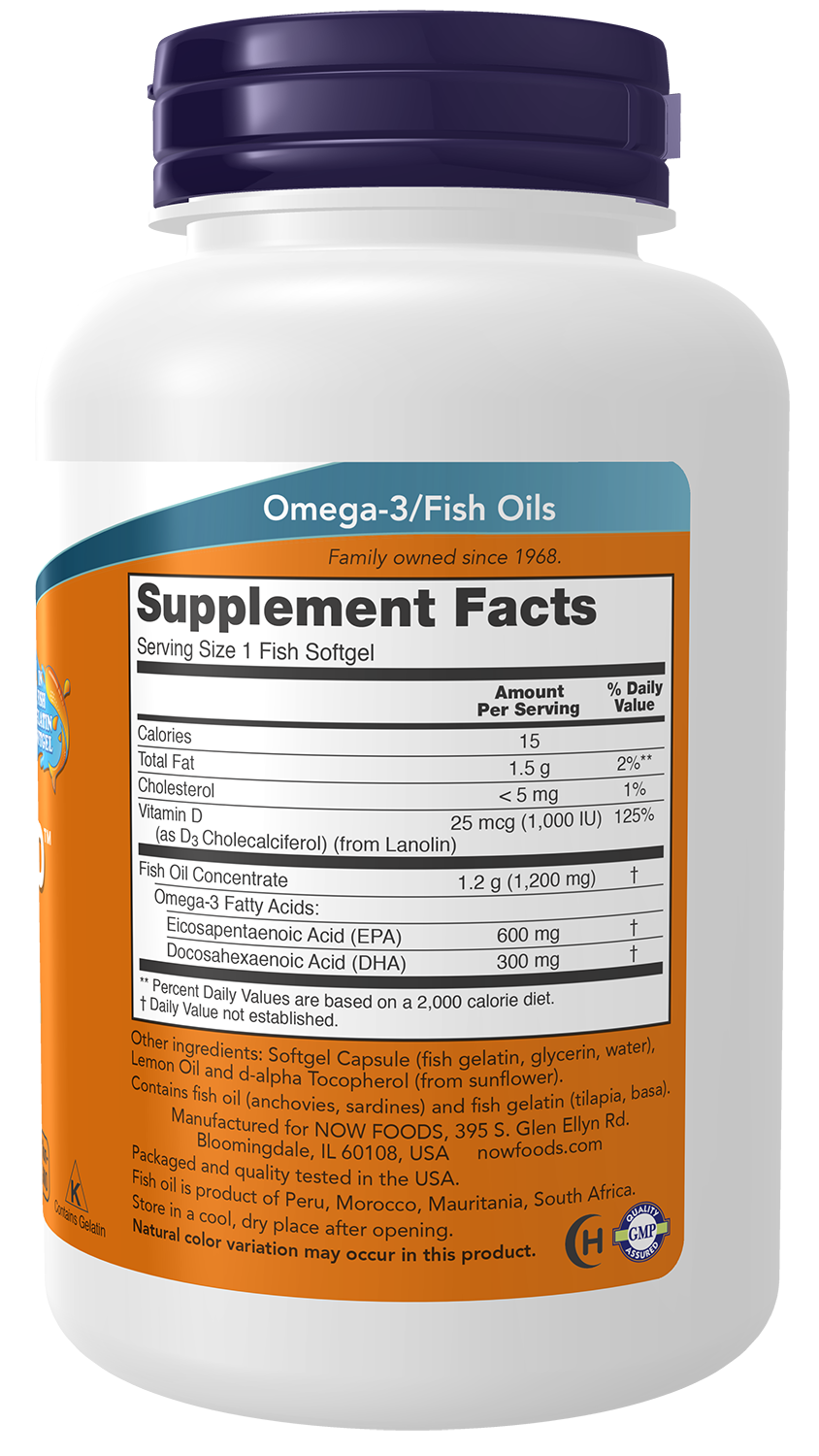 NOW Supplements, Ultra Omega 3-D™, Omega-3 Fish Oil + Vitamin D-3, Cardiovascular Support*, 90 Softgels