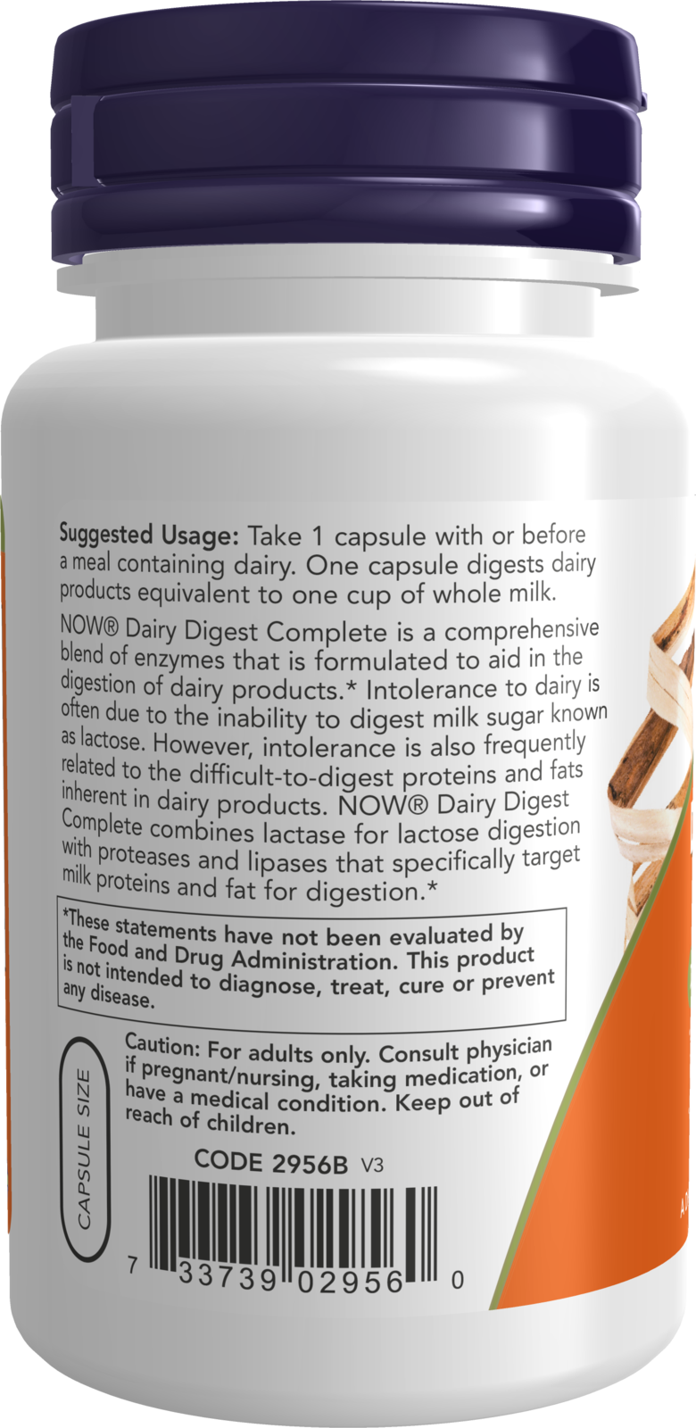 NOW Supplements, Dairy Digest Complete, Digests Lactose, Dairy Proteins and Fats*, Dairy Tolerance Enzymes*, 90 Veg Capsules