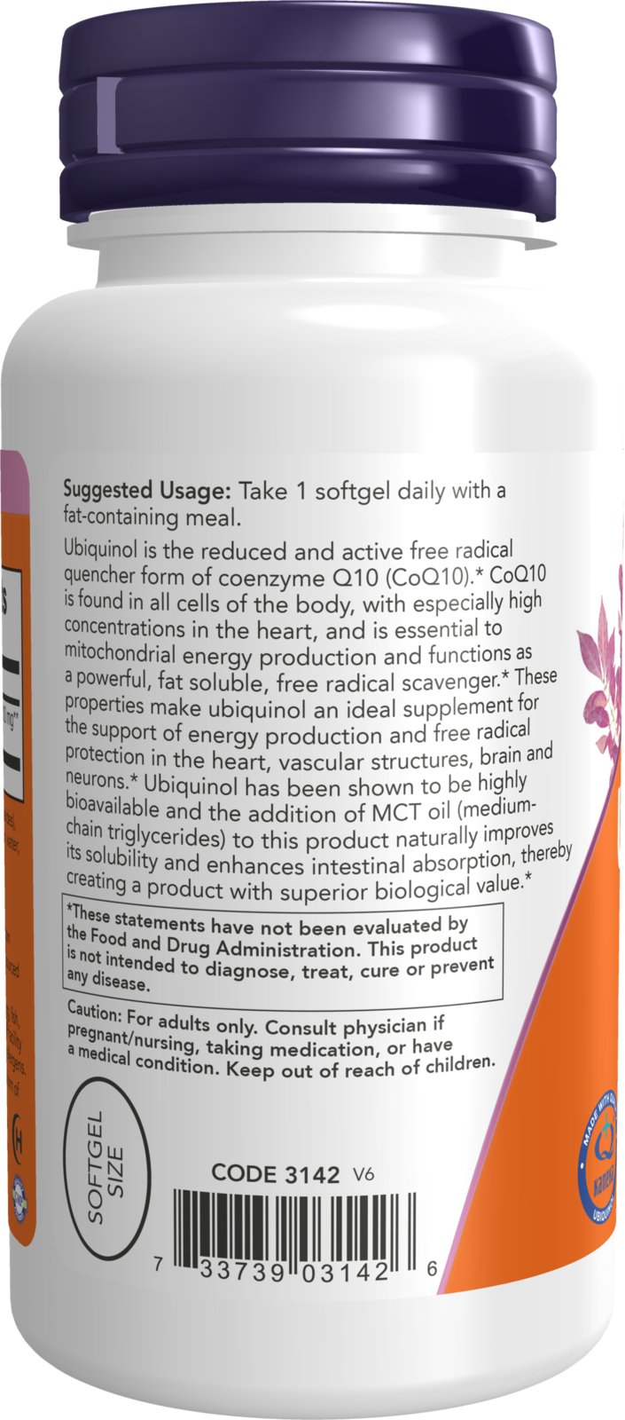 NOW Supplements, Ubiquinol 100 mg, High Bioavailability (the Active Form of CoQ10), 60 Softgels