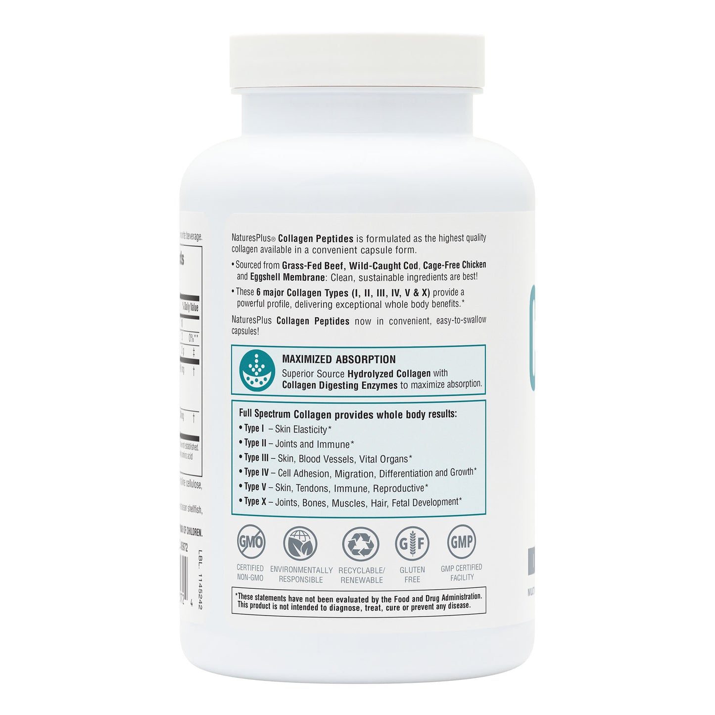 NaturesPlus, Collagen Peptides Capsules, 60 Servings