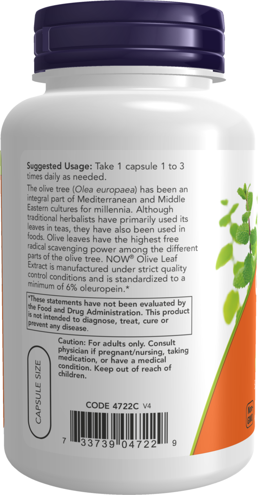 NOW Supplements, Olive Leaf Extract 500 mg, Free Radical Scavenger*, 120 Veg Capsules