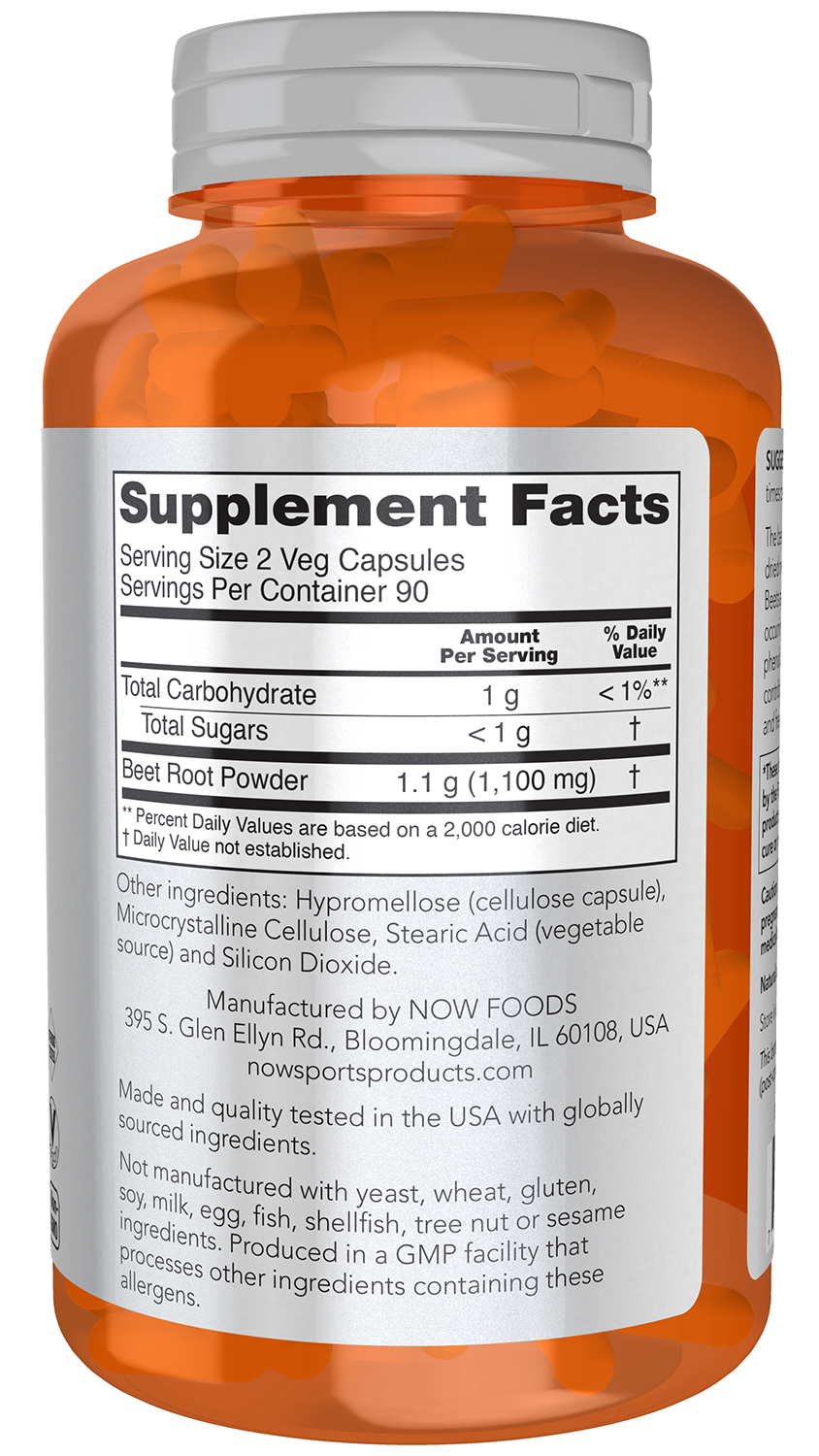 NOW Sports, Beet Root Veg, Sports Nutrition, Immune System Support*, 550 MG, Naturally Occurring Nitrates, 180 Veg Capsules