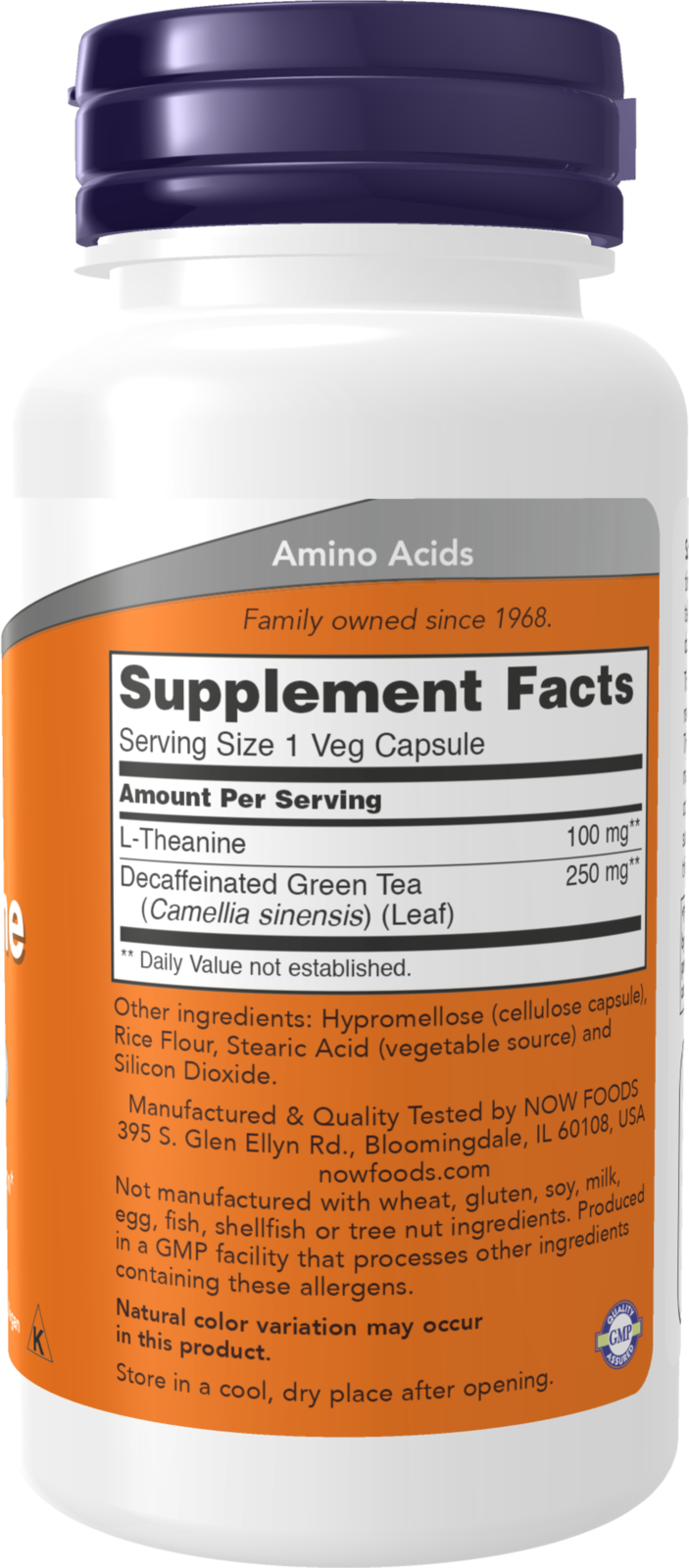 NOW Supplements, L-Theanine 100 mg with Decaf Green Tea, Stress Management*, 90 Veg Capsules