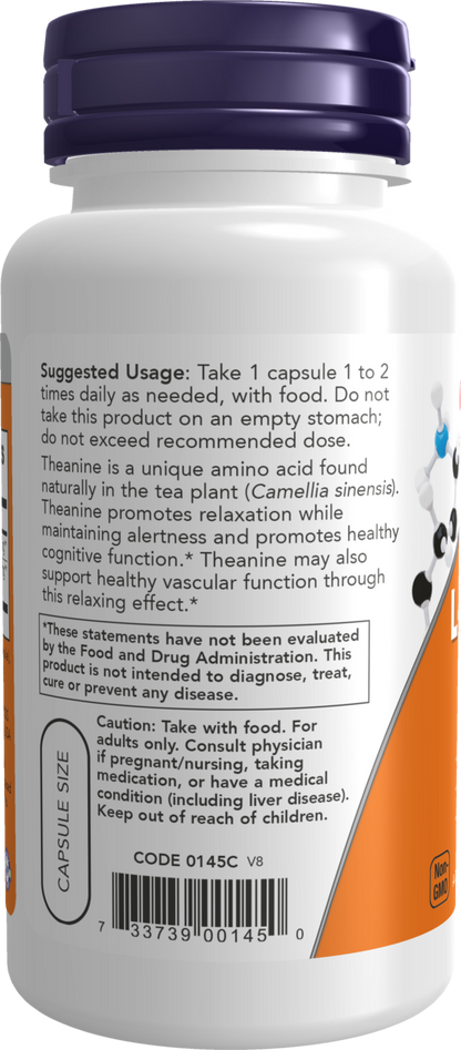 NOW Supplements, L-Theanine 100 mg with Decaf Green Tea, Stress Management*, 90 Veg Capsules