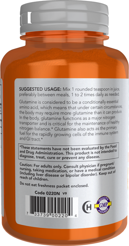 NOW Sports Nutrition, L-Glutamine Pure Powder, Nitrogen Transporter*, Amino Acid, 6-Ounce