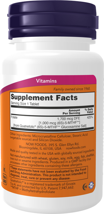 NOW Supplements, Methyl Folate 1,000 mcg, Metabolically Active Folate*, Co-Enzyme B Vitamin, 90 Tablets