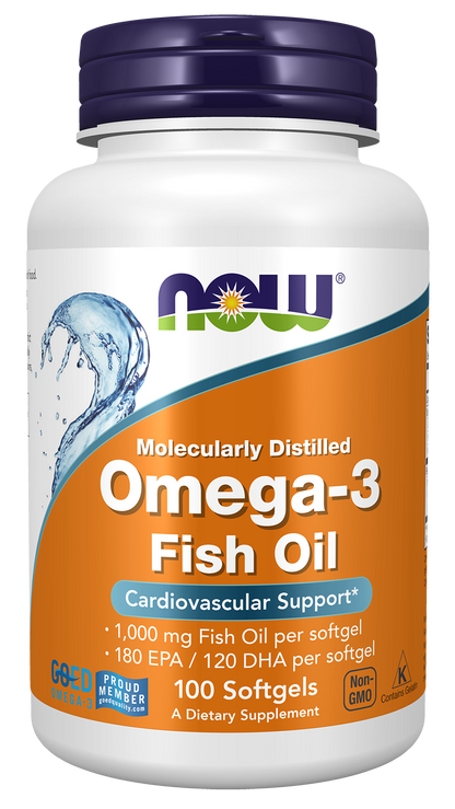 Omega-3 Fish Oil, Molecularly Distilled - 100 Softgels 100 Softgels