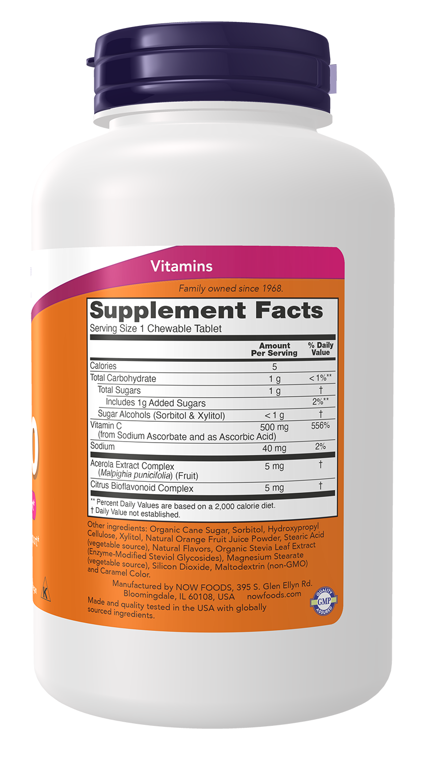 NOW Supplements, Vitamin C-500, Antioxidant Support*, Orange Juice Flavor, 100 Chewable Lozenges