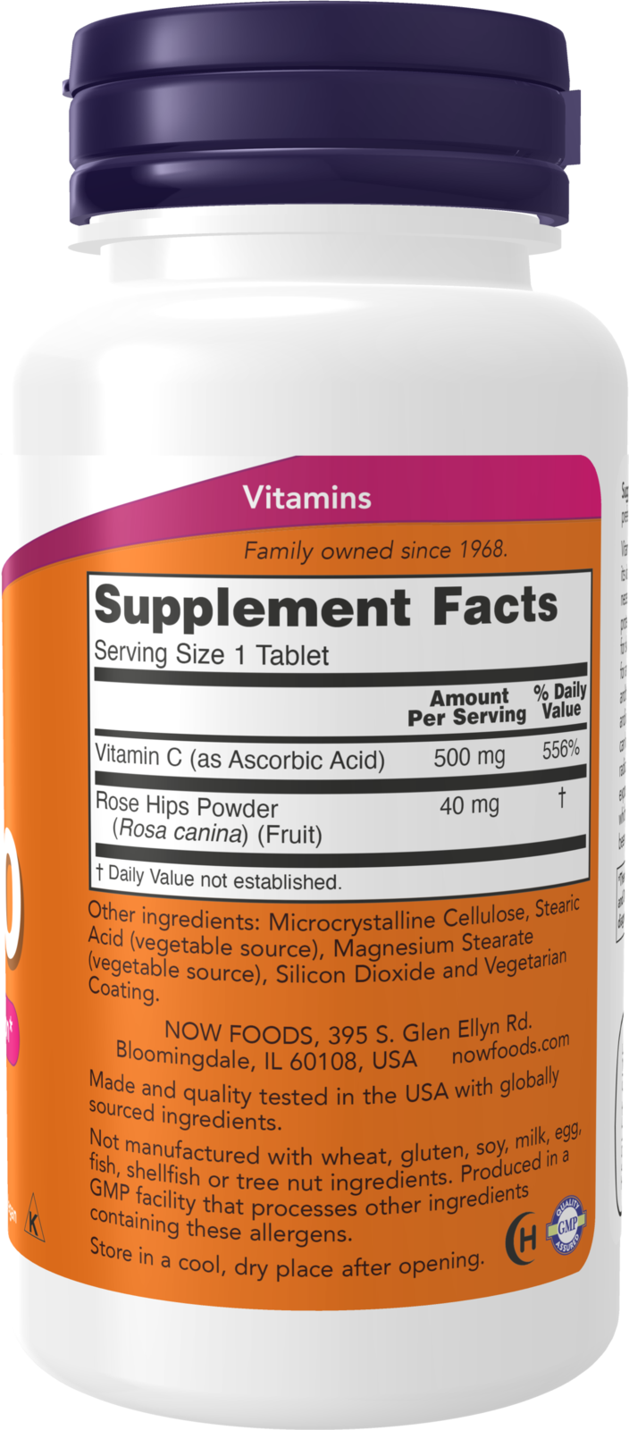 NOW Supplements, Vitamin C-500 with Rose Hips, Antioxidant Protection*, 100 Tablets
