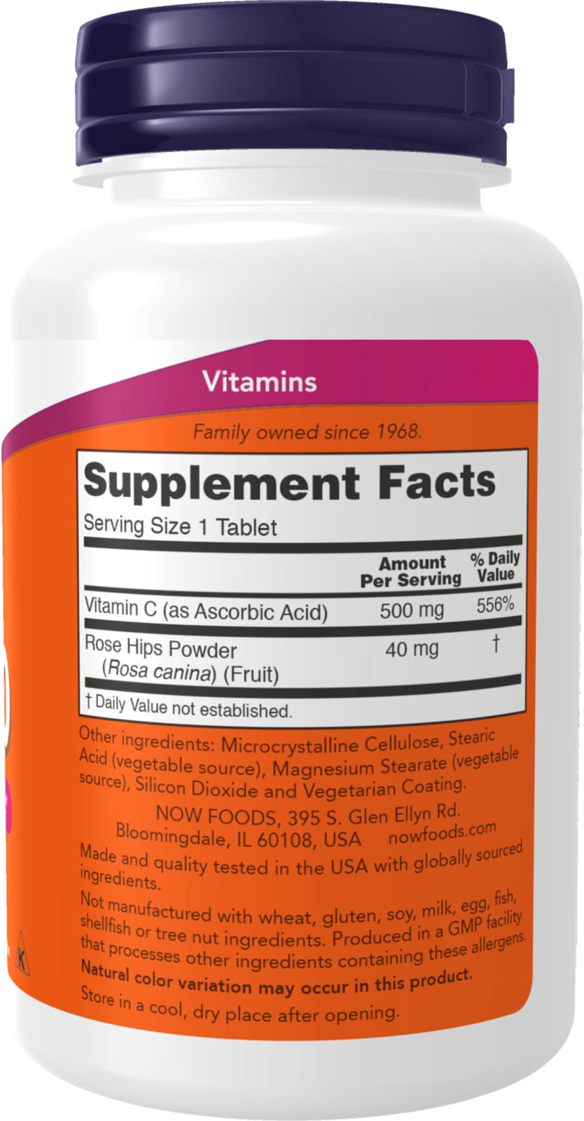 NOW Supplements, Vitamin C-500 with Rose Hips, Antioxidant Protection*, 250 Tablets