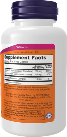 NOW Supplements, Vitamin C-500 Calcium Ascorbate, Antioxidant Protection*, 100 Veg Capsules