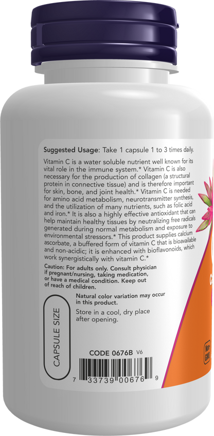 NOW Supplements, Vitamin C-500 Calcium Ascorbate, Antioxidant Protection*, 100 Veg Capsules