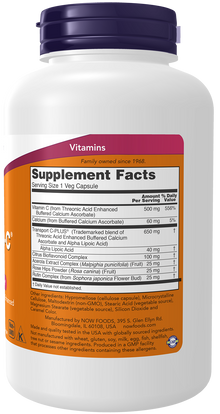 NOW Supplements, AlphaSorb-C® 500 mg with Threonic Acid & Alpha Lipoic Acid Enhanced, 180 Veg Capsules