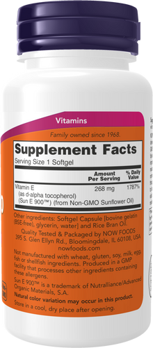 NOW Supplements, Sun-E™ 400 IU with d-alpha Tocopherol from Non-GMO Sunflower Oil, 60 Softgels