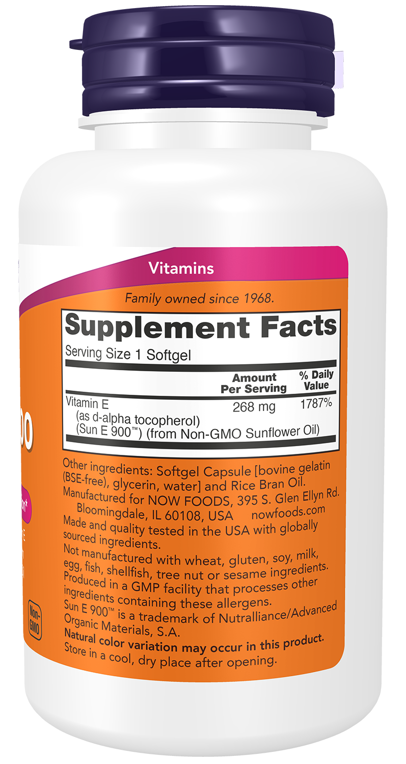 NOW Supplements, Sun-E™ 400 IU with d-alpha Tocopherol from Non-GMO Sunflower Oil, 120 Softgels