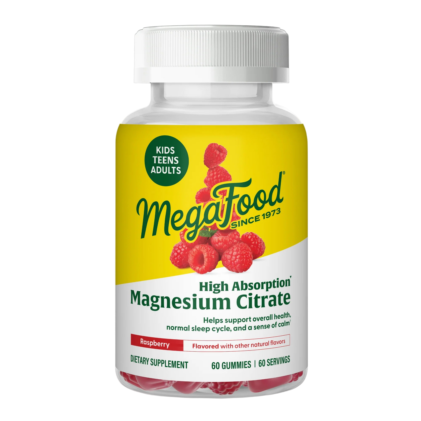 Megafood, High Absorption Magnesium Citrate Gummies - Raspberry Flavor, 60 Gummies