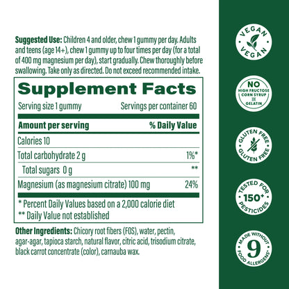 Megafood, High Absorption Magnesium Citrate Gummies - Raspberry Flavor, 60 Gummies