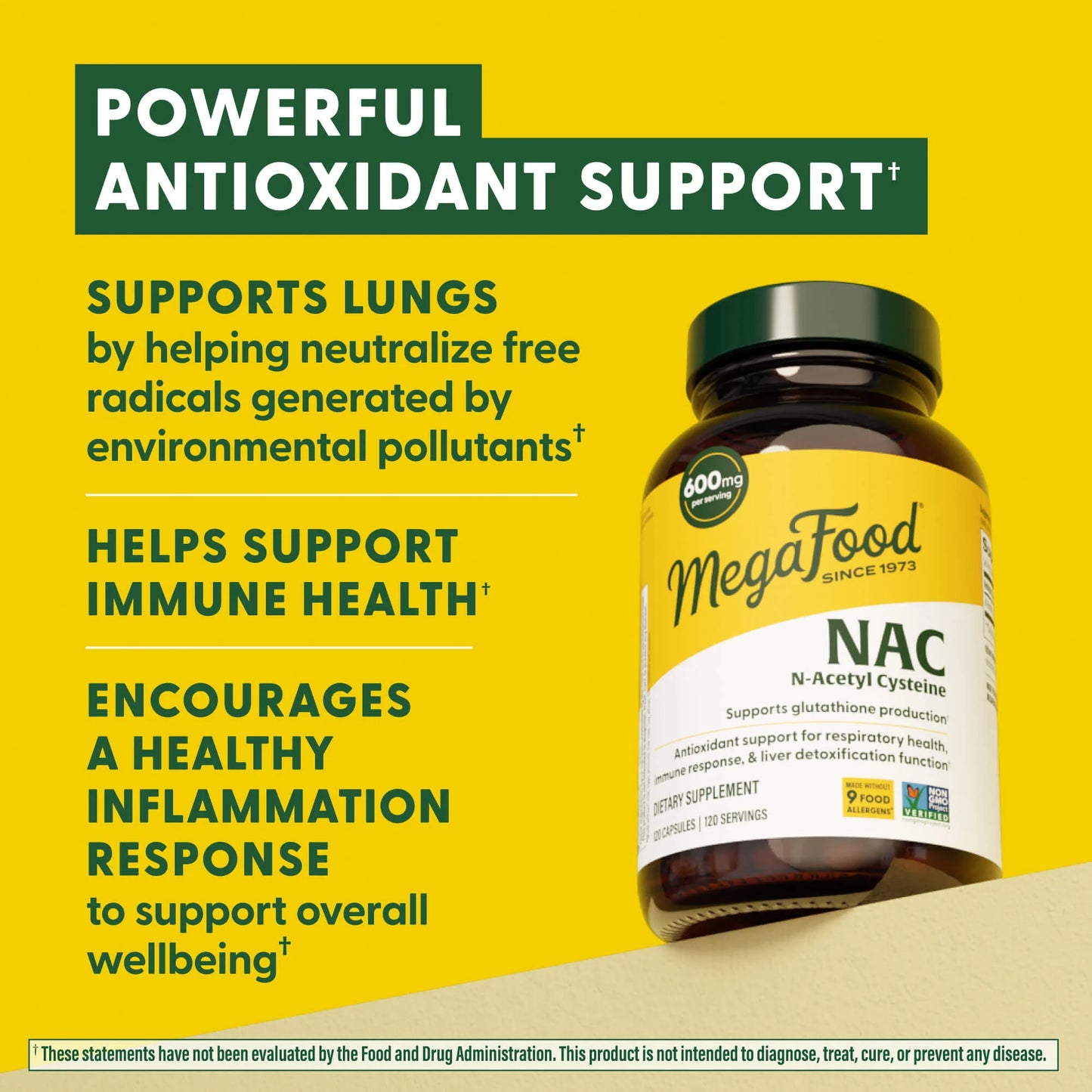 Megafood, NAC (N-Acetyl Cysteine), 120 Capsules