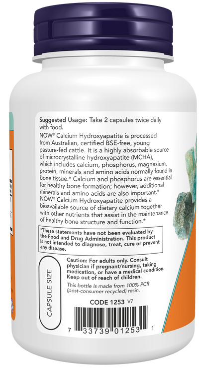 NOW Supplements, Calcium Hydroxyapatite Caps, Supports Bone Health*, 120 Capsules