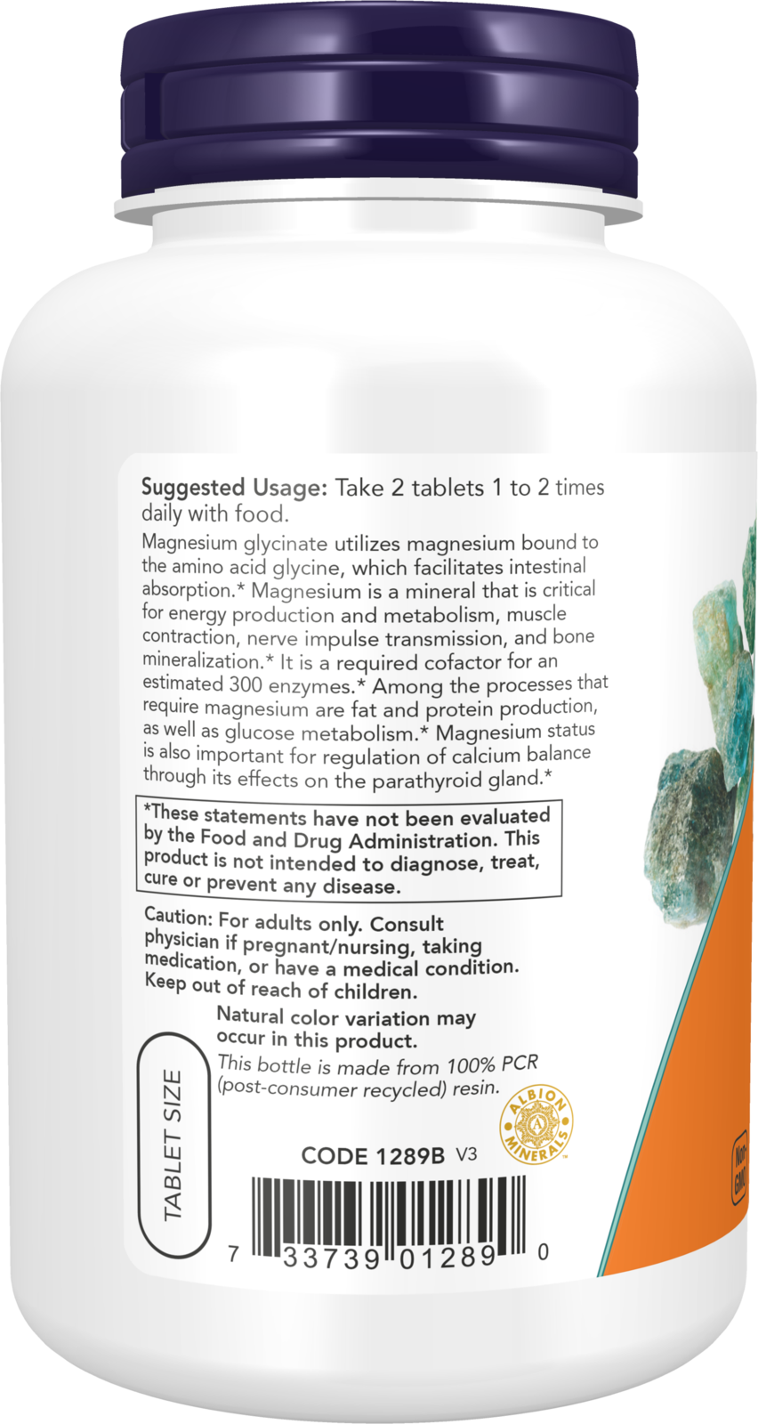 NOW Supplements, Magnesium Glycinate 100 mg, Highly Absorbable Form, 180 Tablets