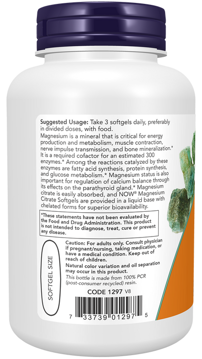 NOW Supplements, Magnesium Citrate, With Glycinate & Malate, Nervous System Support*, 90 Softgels