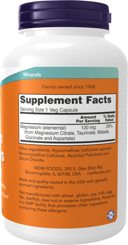 NOW Supplements, Magnesium Transporters with 5 Forms of Magnesium for Optimal Bioavailability, 180 Veg Capsules