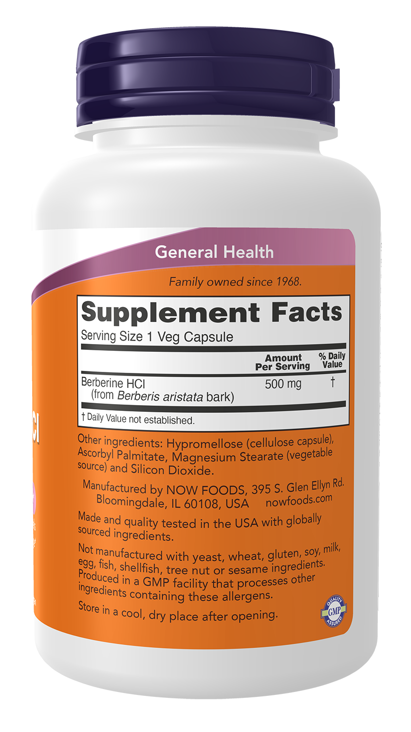 NOW Supplements, Berberine HCL 500 mg, Supports Glucose Metabolism*, 90 Veg Capsules