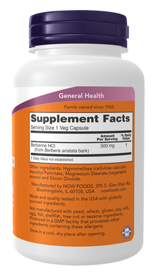 NOW Supplements, Berberine HCL 500 mg, Supports Glucose Metabolism*, 90 Veg Capsules