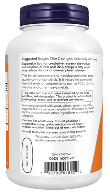 NOW Supplements, Omega-3 180 EPA / 120 DHA, Molecularly Distilled, Cardiovascular Support*, 200 Softgels