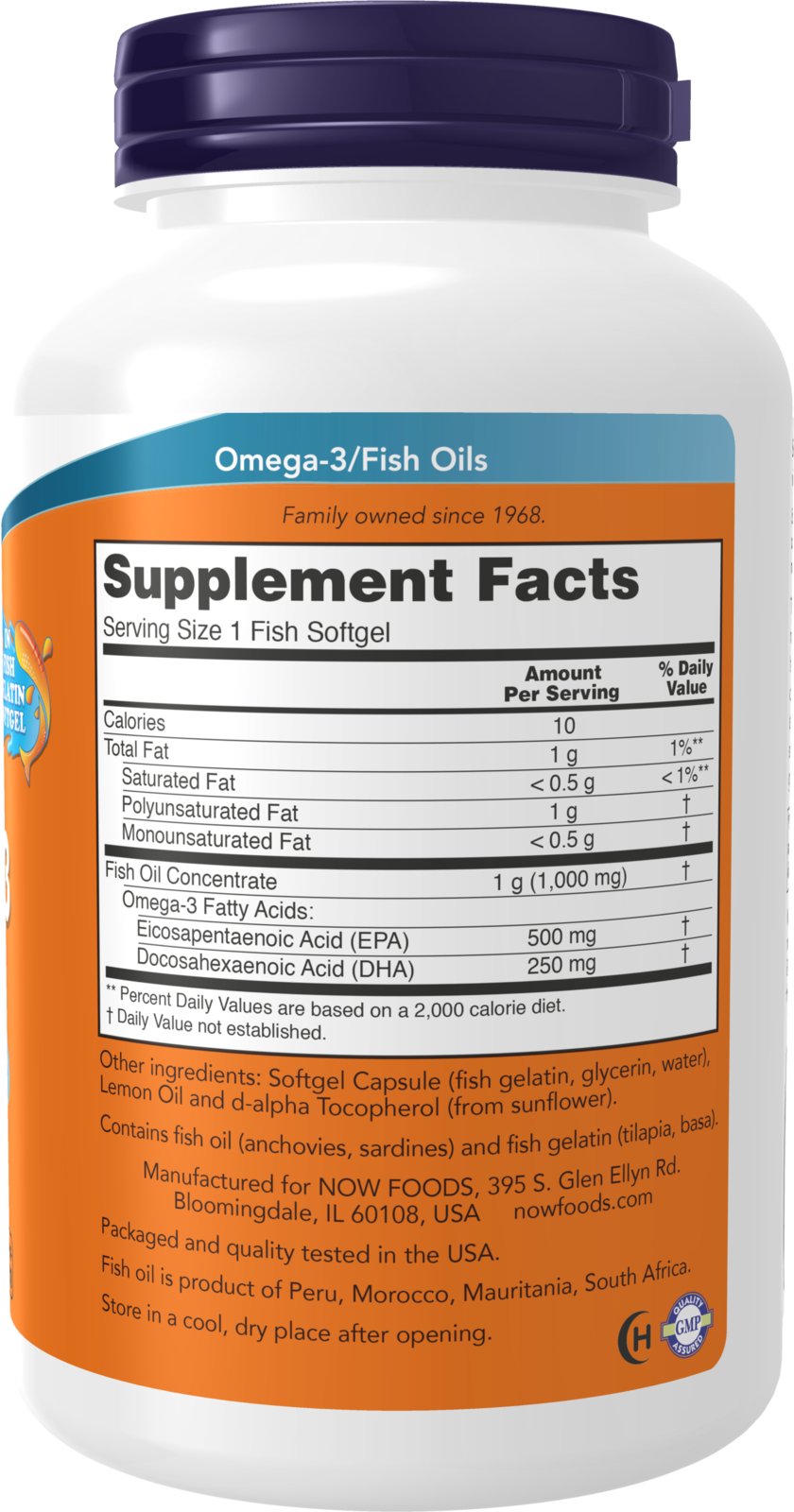 NOW Supplements, Ultra Omega-3, 500 EPA and 250 DHA, Cardiovascular Support*, 180-Fish Gelatin Softgels