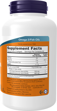 NOW Supplements, Super Omega EPA, 360 EPA / 240 DHA, Molecularly Distilled, Cardiovascular Support*, 120 Softgels