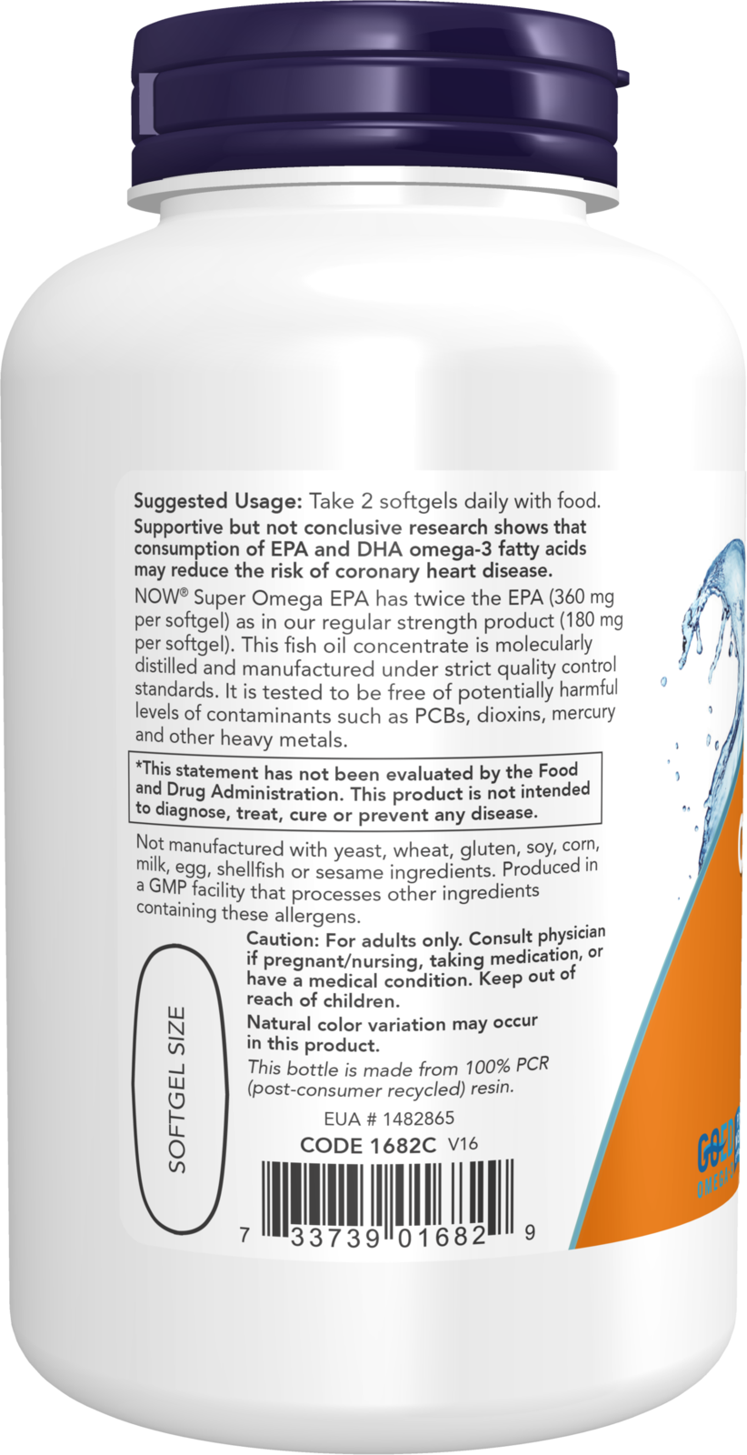 NOW Supplements, Super Omega EPA, 360 EPA / 240 DHA, Molecularly Distilled, Cardiovascular Support*, 120 Softgels