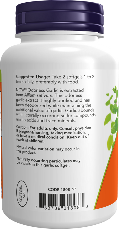 NOW Supplements, Odorless Garlic (Allium sativum), Concentrated Extract, 250 Softgels