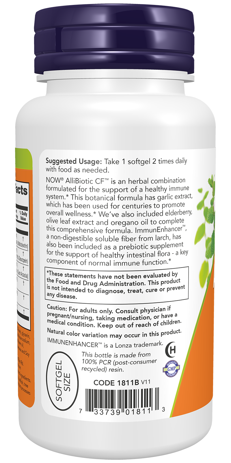 NOW Supplements, AlliBiotic CF™, with Garlic Extract, Olive Leaf Extract, Elderberry & Oregano, Non-Drowsy Formula, 60 Softgels