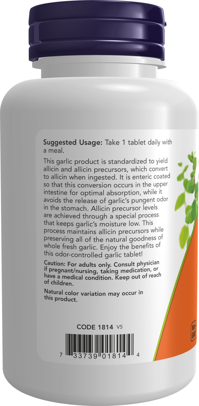 NOW Supplements, Garlic 5,000 (Allium sativum), Enteric Coated, Odor Controlled, 90 Tablets