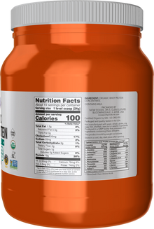NOW Sports Nutrition, Certified Organic Whey Protein 19 g, Unflavored Powder, 1-Pound