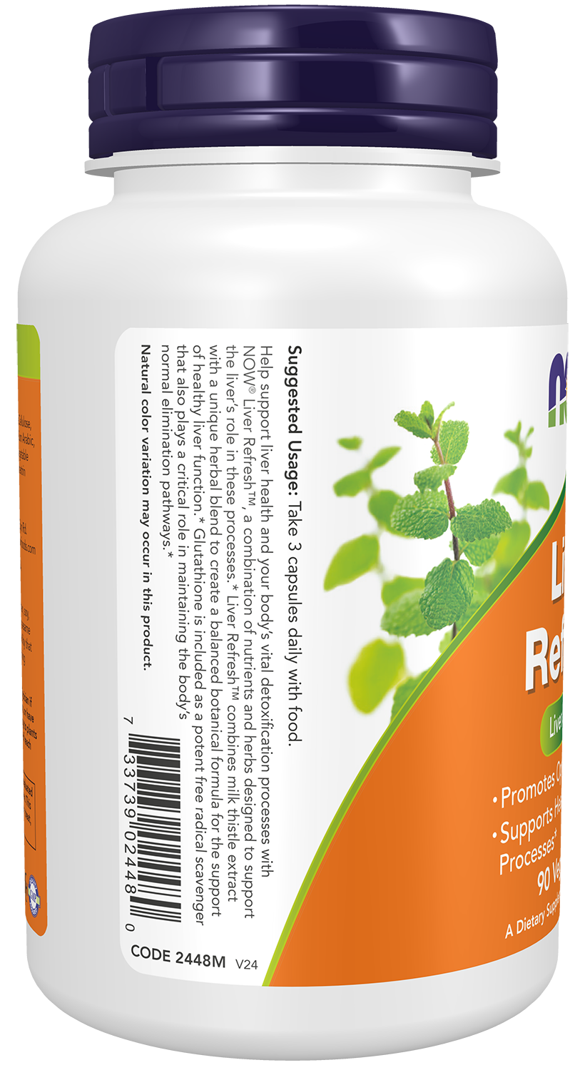 NOW Supplements, Liver Refresh™ with Milk Thistle Extract and unique Herb-Enzyme blend, 90 Veg Capsules