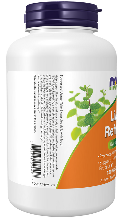 NOW Supplements, Liver Refresh™ with Milk Thistle Extract and unique Herb-Enzyme blend, 180 Veg Capsules