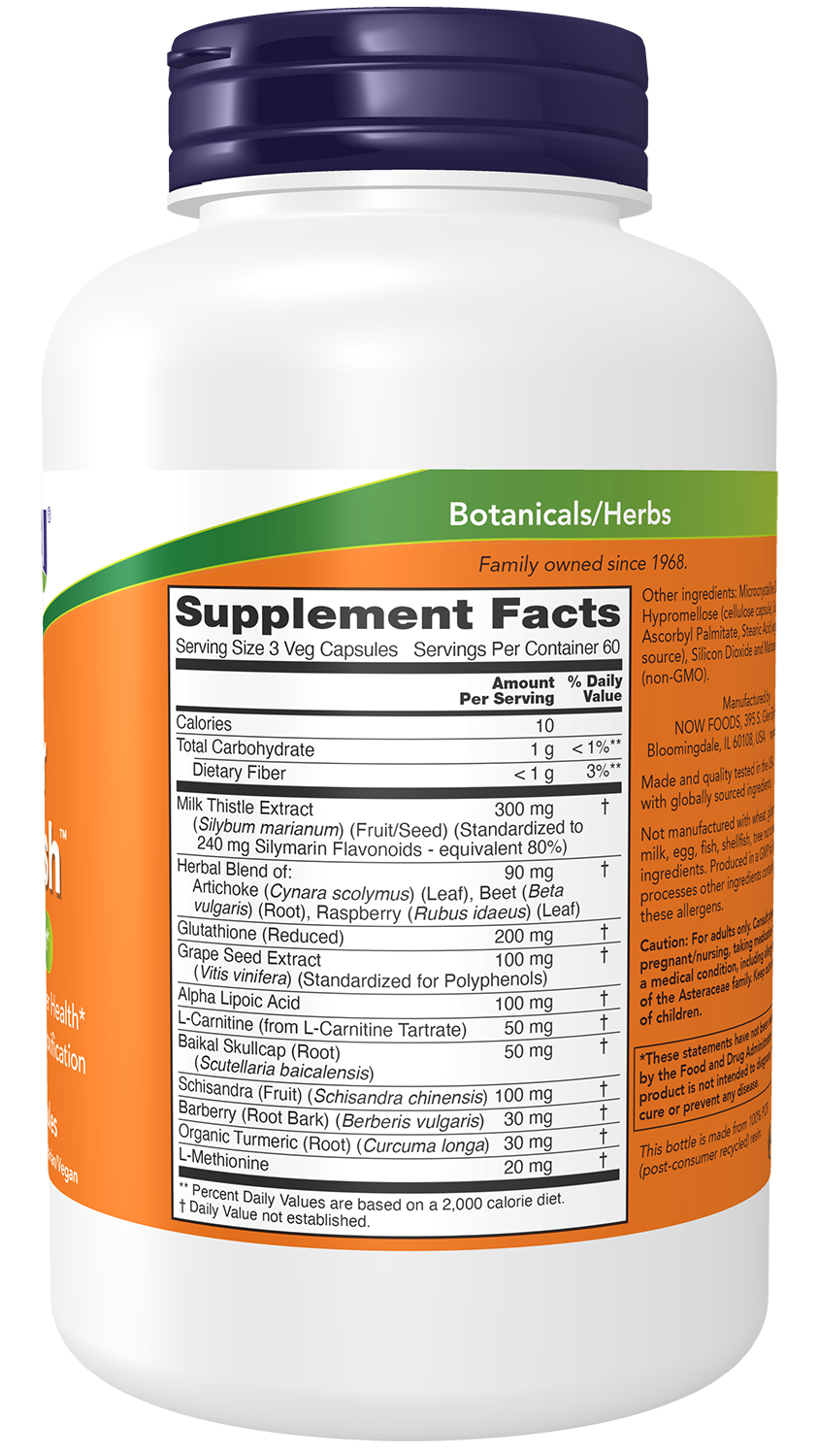 NOW Supplements, Liver Refresh™ with Milk Thistle Extract and unique Herb-Enzyme blend, 180 Veg Capsules