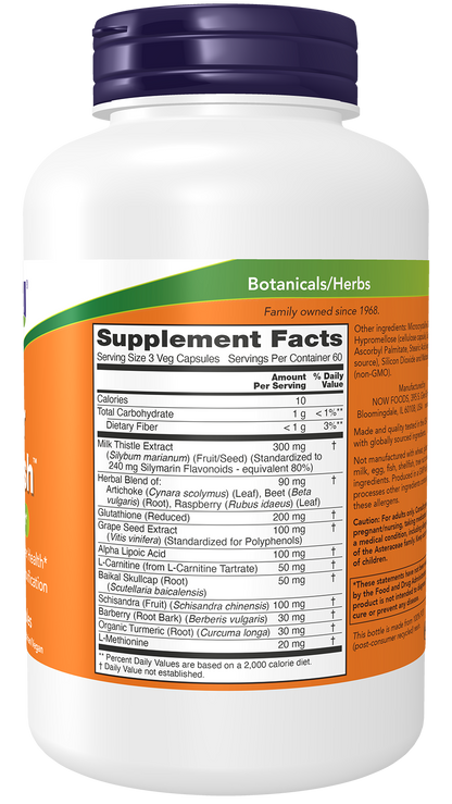 NOW Supplements, Liver Refresh™ with Milk Thistle Extract and unique Herb-Enzyme blend, 180 Veg Capsules