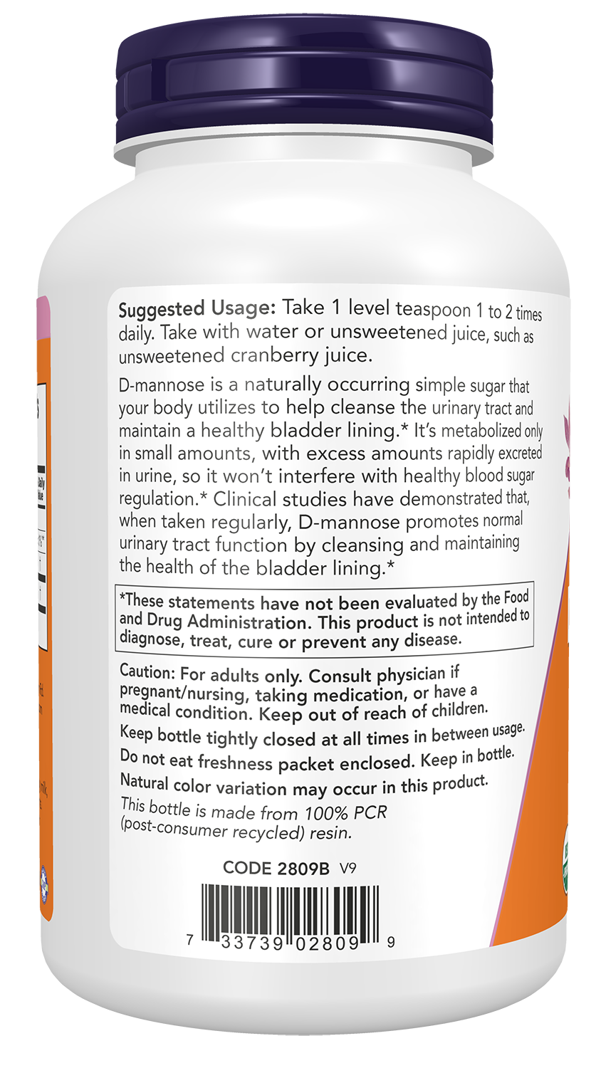 NOW Supplements, D-Mannose Powder, Non-GMO Project Verified, Healthy Urinary Tract*, 6-Ounce