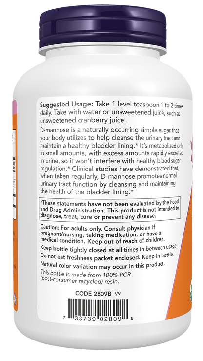 NOW Supplements, D-Mannose Powder, Non-GMO Project Verified, Healthy Urinary Tract*, 6-Ounce