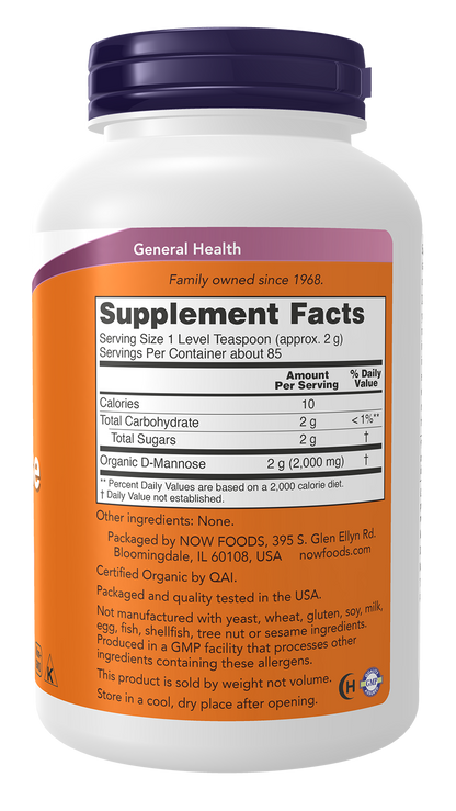 NOW Supplements, D-Mannose Powder, Non-GMO Project Verified, Healthy Urinary Tract*, 6-Ounce
