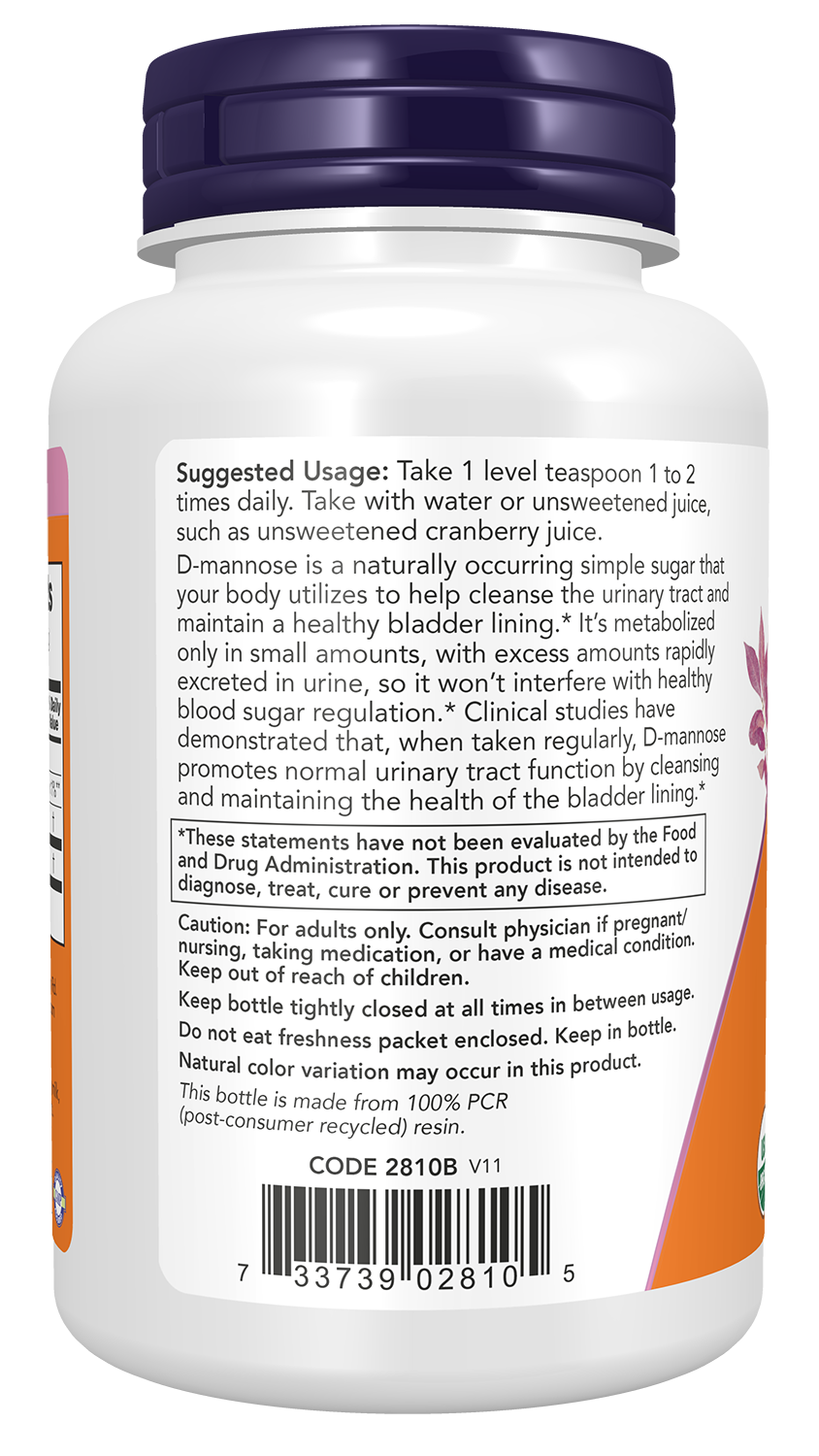 NOW Supplements, D-Mannose Powder, Non-GMO Project Verified, Healthy Urinary Tract*, 3-Ounce