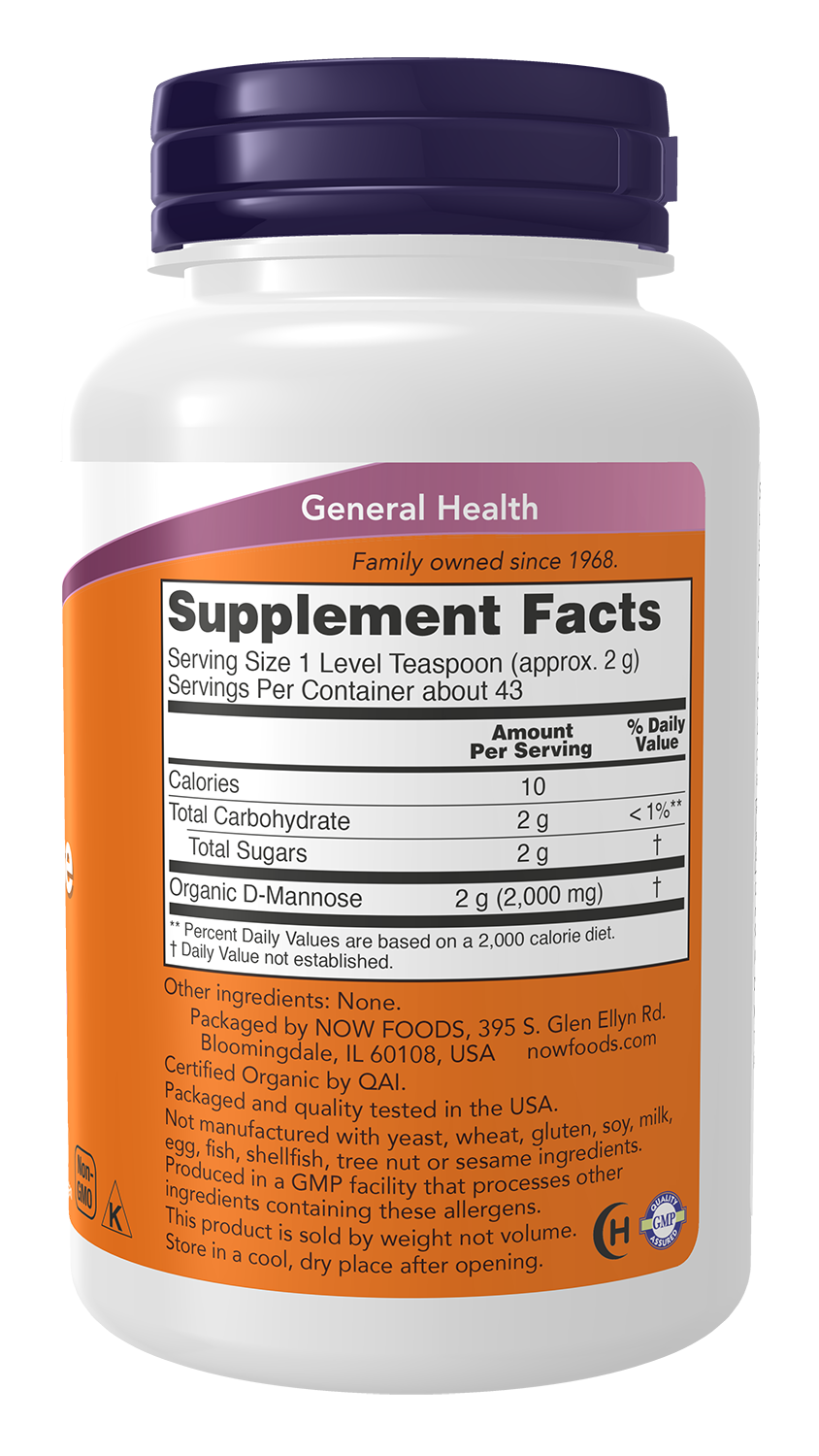 NOW Supplements, D-Mannose Powder, Non-GMO Project Verified, Healthy Urinary Tract*, 3-Ounce
