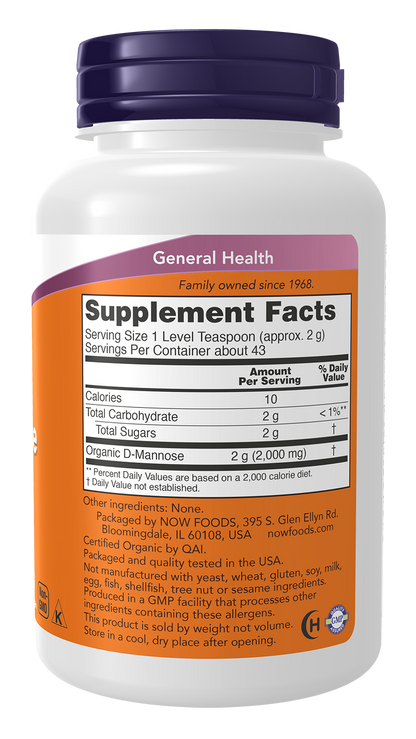 NOW Supplements, D-Mannose Powder, Non-GMO Project Verified, Healthy Urinary Tract*, 3-Ounce