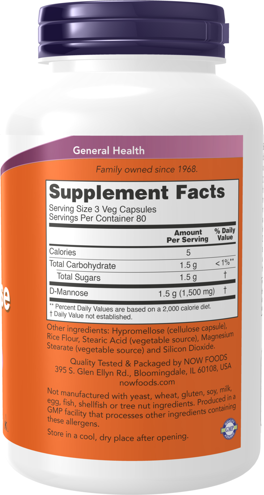 NOW Supplements, D-Mannose 500 mg, Non-GMO Project Verified, Healthy Urinary Tract*, 240 Veg Capsules