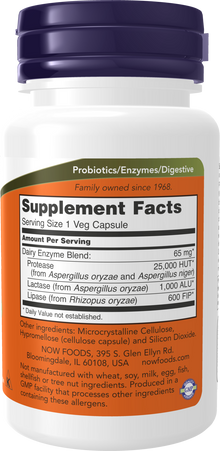 NOW Supplements, Dairy Digest Complete, Digests Lactose, Dairy Proteins and Fats*, Dairy Tolerance Enzymes*, 90 Veg Capsules