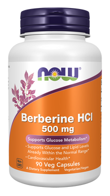NOW Supplements, Berberine HCL 500 mg, Supports Glucose Metabolism, 90 Veg Capsules 90