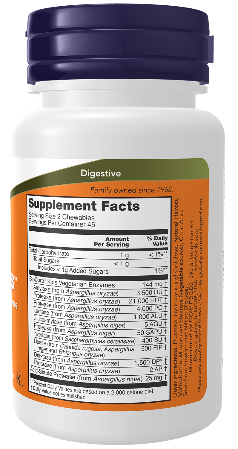 NOW Supplements, ChewyZymes, Broad Spectrum Chewable Enzymes, Berry Flavor, 90 Chewables